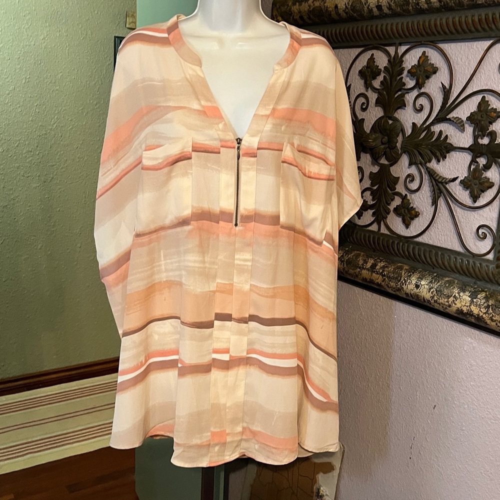 NWOT Torrid Top Peach Striped flowing so pretty Sz 5X